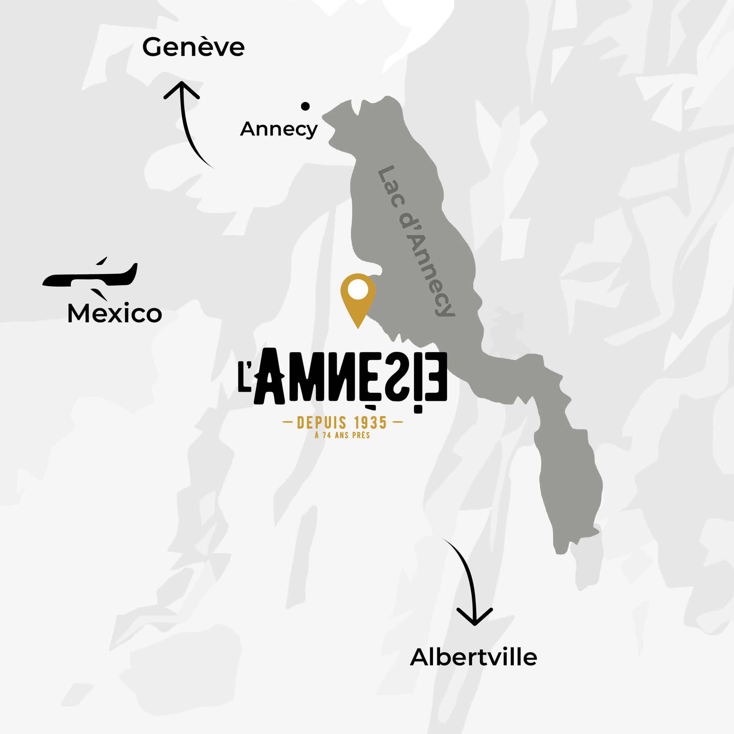 Localisation de l'Amnésie Sevrier par rapport à Annecy